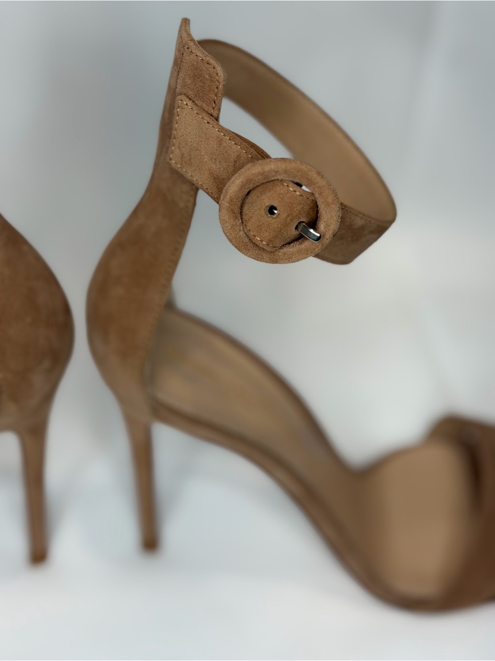 Gianvito Rossi PortofinoTan Suede Ankle-Strap Stiletto Sandals - Picture 5 of 16